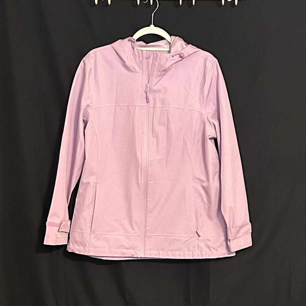 Time and Tru Light Lavender Hooded Rain Jacket